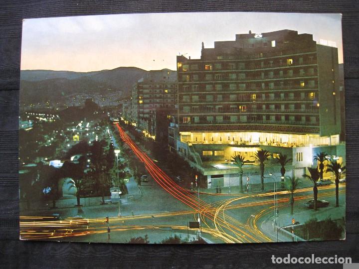 Postales: POSTAL ALMERIA - PARQUE JOSE ANTONIO Y GRAN HOTEL - NOCTURNA.