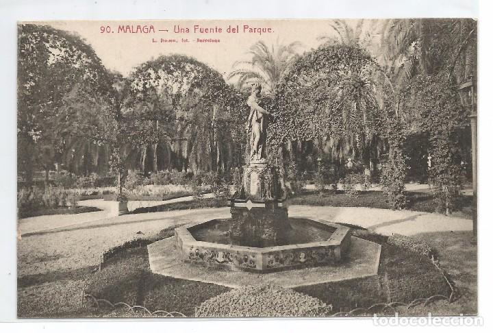 Postales: MALAGA N&ordm; 90 UNA FUENTE DEL PARQUE / FOTO L. ROISIN / SIN FRANQUEAR