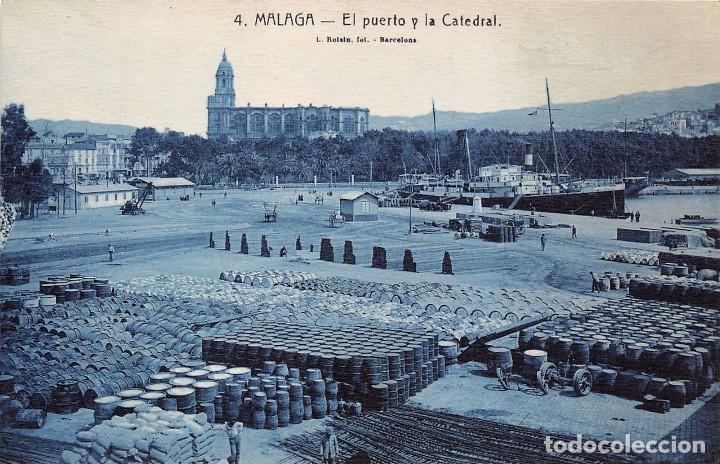 Postales: M&Aacute;LAGA.- EL PUERTO Y LA CATEDRAL