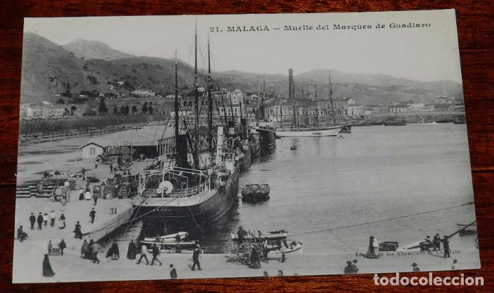 Postales: POSTAL DE MALAGA, N. 21, MUELLE DEL MARQUES DE GUADIARO, ED. LA LLAVE, NO CIRCULADA.