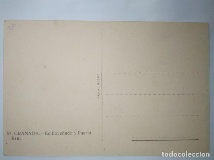 Postales: GRANADA.  EMBOVEDADO Y PUERTA REAL.  SIN CIRCULAR. - Foto 2