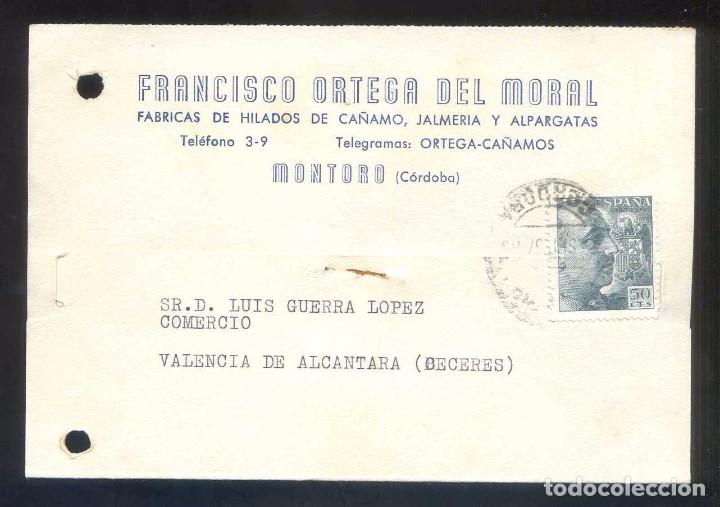 Postales: Montoro. *Francisco Ortega del Moral* Circulada 1957.