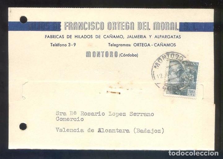 Postales: Montoro. *Francisco Ortega del Moral* Circulada 1954.