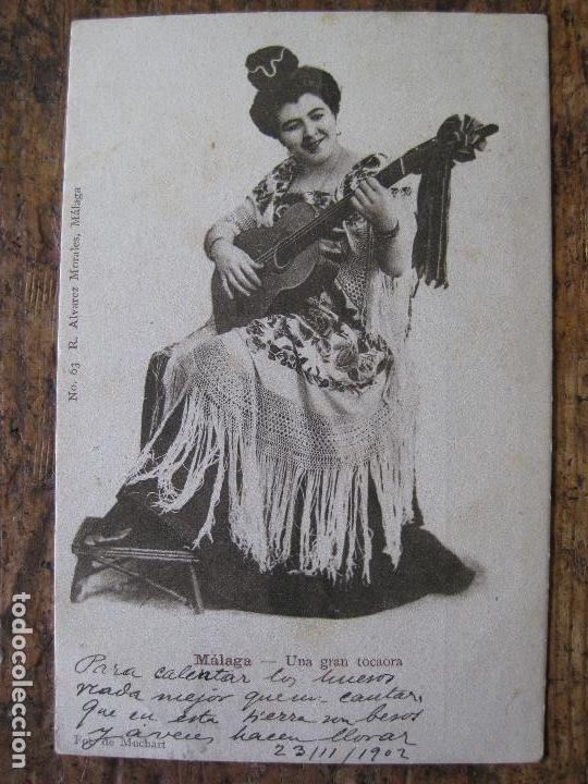 Postales: MALAGA - UNA GRAN TOCAORA - CIRCULADA EN 1902