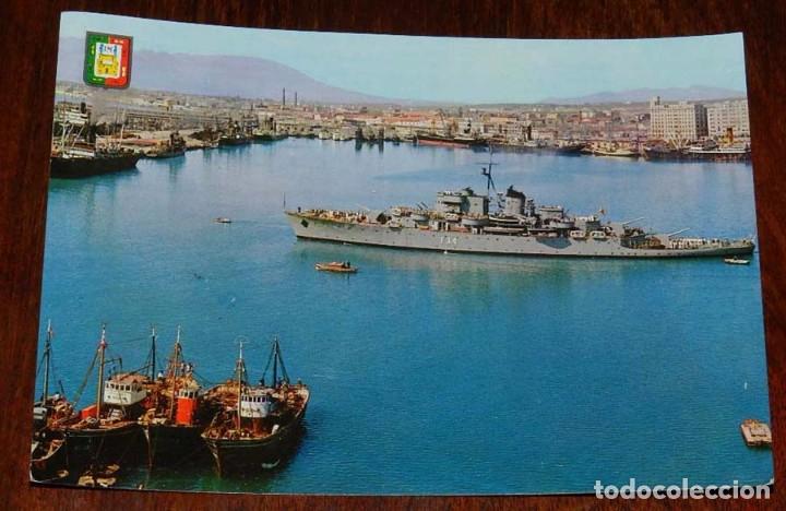 Postales: FOTO POSTAL DE MALAGA, N. 36, VISTA PARCIAL DEL PUERTO, FRAGATA DE LA ARMADA ESPA&Ntilde;OLA F 34, ED. DOMI