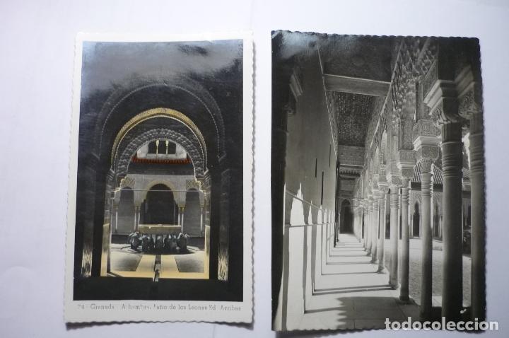 Postales: lote postales alhambra patio leones.-1 circulada y 1 coloreada y escrita cm