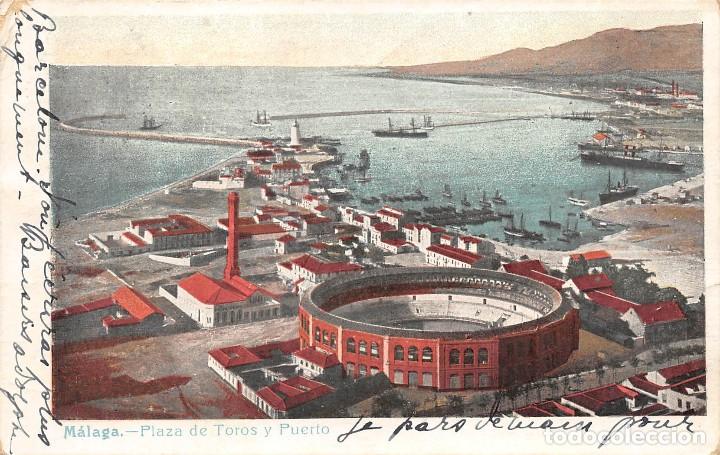 Postales: M&Aacute;LAGA.- PLAZA DE TOROS Y PUERTO