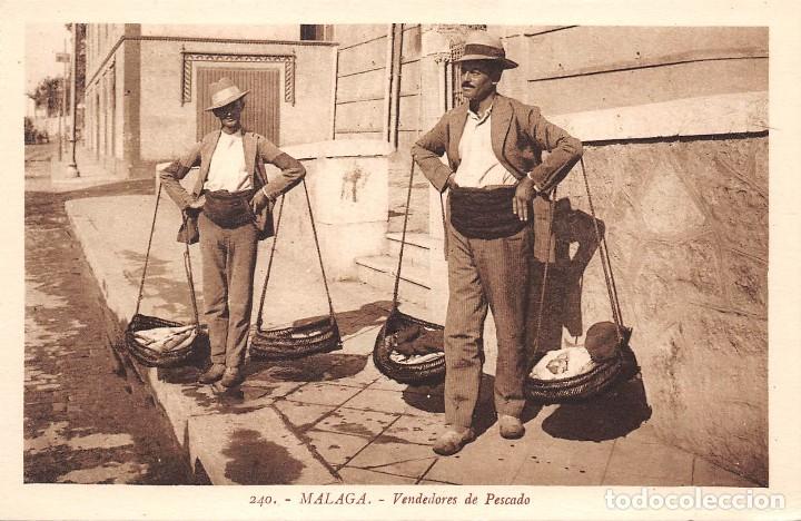 Postales: M&Aacute;LAGA.- VENDEDORES DE PESCADO