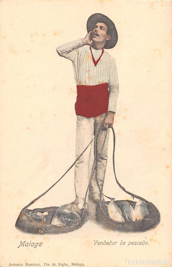 Postales: M&Aacute;LAGA.- VENDEDOR DE PESCADO