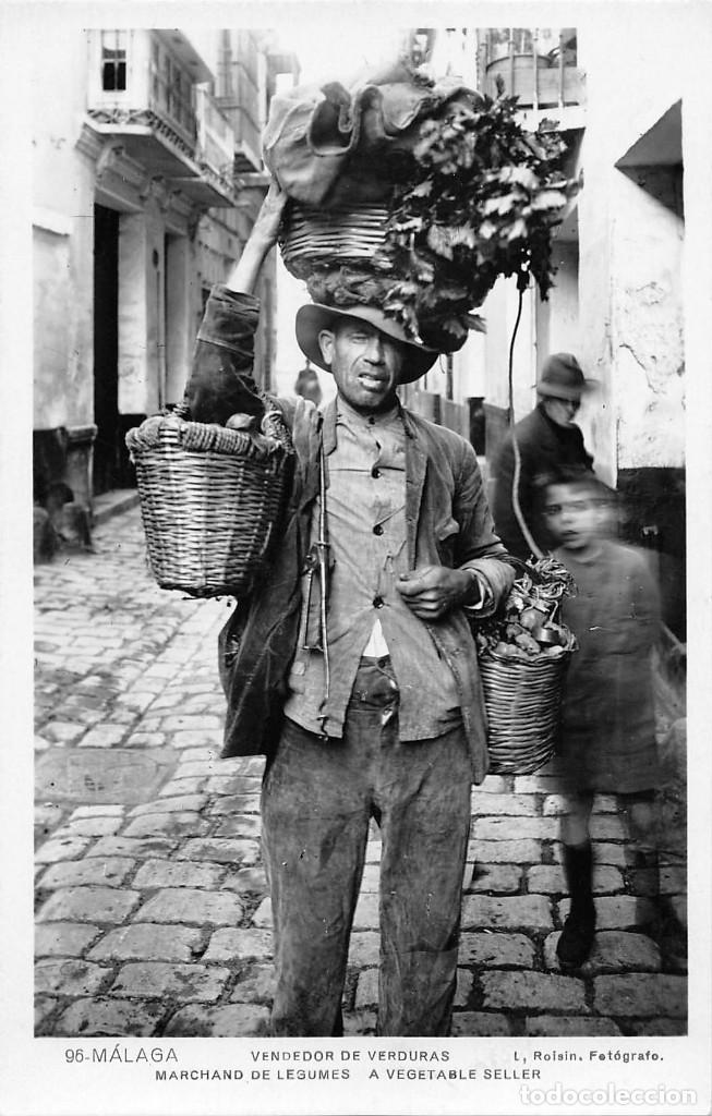 Postales: M&Aacute;LAGA.- VENDEDOR DE VERDURAS