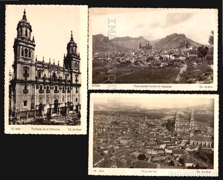 Postales: JAEN ANDALUCIA - TRES TARJETAS POSTALES ANTIGUAS TIPO FOTO