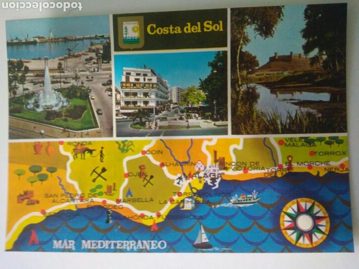 Postales: Postal rscuerdo costa del sol a&ntilde;os 80,pl.marina,avd.manantiales.castillo,ecd.oro 5
