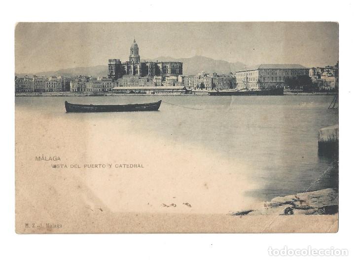 Postales: M&Aacute;LAGA.- VISTA DEL PUERTO Y CATEDRAL. ED. M. Z.- REVERSO SIN DIVIDIR. SIN CIRCULAR