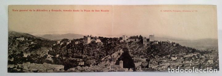 Postales: POSTAL DOBLE VISTA GENERAL DE LA ALHAMBRA Y GRANADA. R. GARZ&Oacute;N. N&ordm; 24