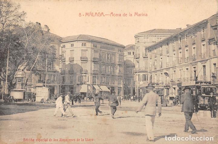 Postales: M&Aacute;LAGA.- ACERA DE LA MARINA