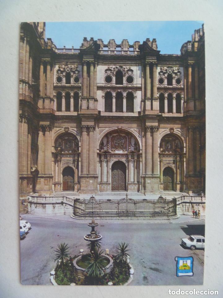 Postales: POSTAL DE MALAGA : CATEDRAL Y PLAZA DE OBISPO  . A&Ntilde;OS 60.