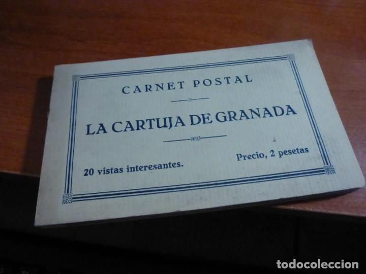 Postales: bloc postal de la cartuja de granada, 20 tarjetas postales en tono azul, grafos, 14 x 9 cm.