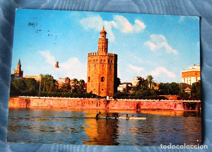 Postales: Rio Guadalquivir y Torre del Oro de Sevilla.