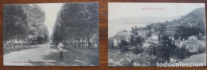 Postales: 2 POSTAL- MALAGA -ALAMEDA PRINCIPAL Y EL LIMONAR- A&Ntilde;OS 20