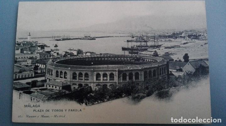 Postales: POSTAL MALAGA N&ordm; 263 PLAZA TOROS Y FAROLA HAUSER Y MENET ANDALUCIA PERFECTA CONSERV REV SIN DIVIDIR