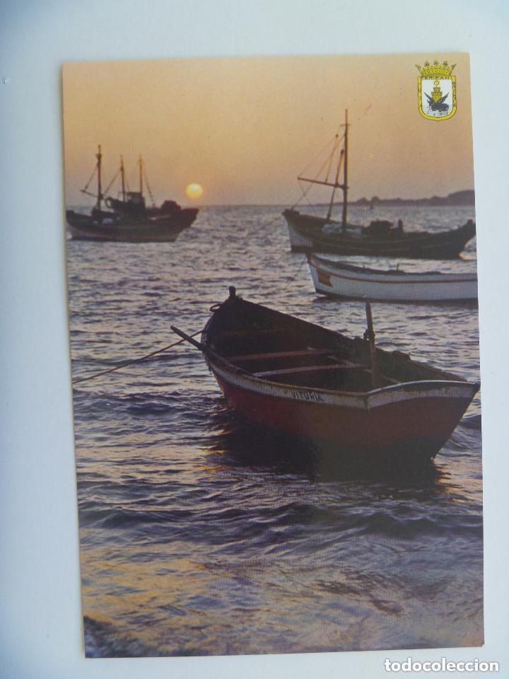 Postales: POSTAL DE SANLUCAR DE BARRAMEDA ( CADIZ ) : PUESTA DE SOL. A&Ntilde;OS 60. BARCOS DE PESCA , ETC