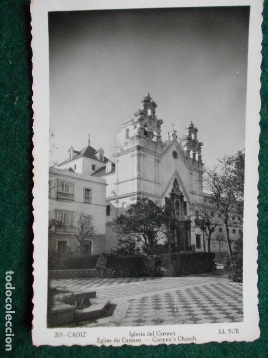Cartes Postales: Postal antigua Iglesia del Carmen Cadiz n&ordm; 203 Ed. Sur sin circular