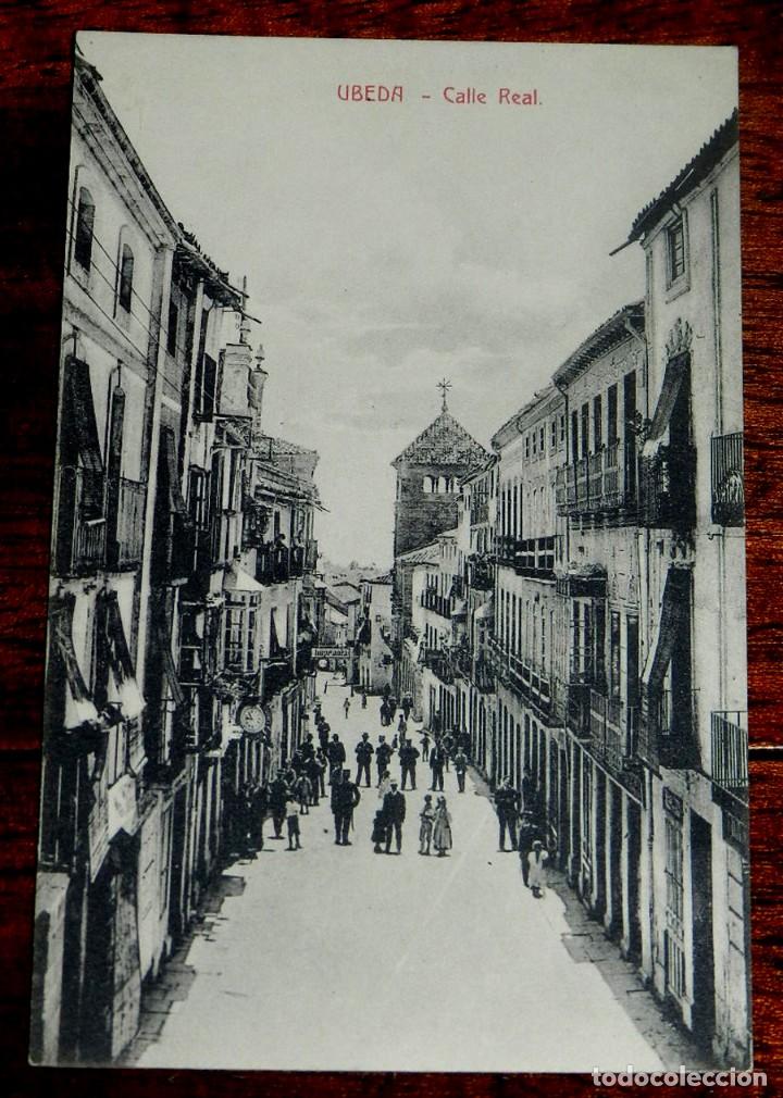Postales: ANTIGUA POSTAL DE UBEDA (JAEN) CALLE REAL, SERIE I, IMPRENTA DE LA LOMA, PROPIEDAD DE SANTIAGO HERNA