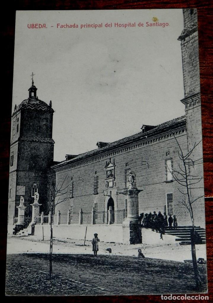 Postales: ANTIGUA POSTAL DE UBEDA (JAEN) FACHADA PRINCIPAL DEL HOSPITAL DE SANTIAGO, SERIE I, IMPRENTA DE LA L