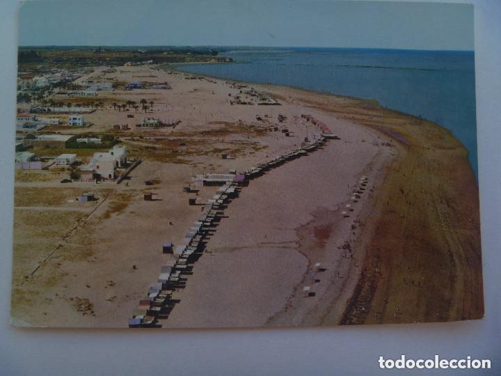 Postales: POSTAL DE SANLUCAR DE BARRAMEDA ( CADIZ ): PLAYA , VISTA AEREA . A&Ntilde;OS 60