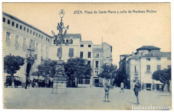 Postcards: BONITA POSTAL - JAEN - PLAZA DE SANTA MARIA Y CALLE DE MARTINEZ MOLINA