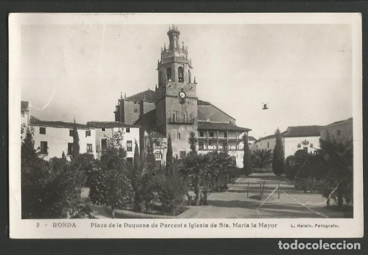 Postales: RONDA-PLAZA DE LA DUQUESA DE PARCENT E IGLESIA SANTA M&ordf; LA MAYOR-2-ROISIN-POSTAL ANTIGUA-(56.167)