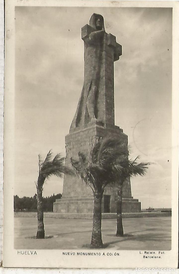Postales: HUELVA MONUMENTO A COLON ESCRITA - Foto 1