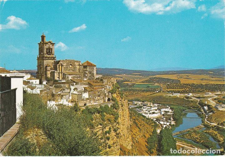 Postales: arcos de la frontera, vista del corte de la pe&ntilde;a y rio guadalete, cadiz