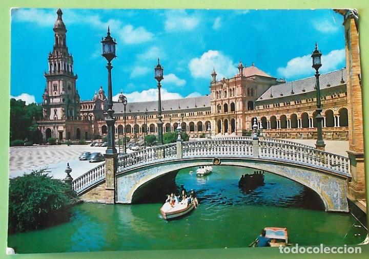Postkarten: Sevilla. 368 Plaza de Espa&ntilde;a. Usada con sello. Color