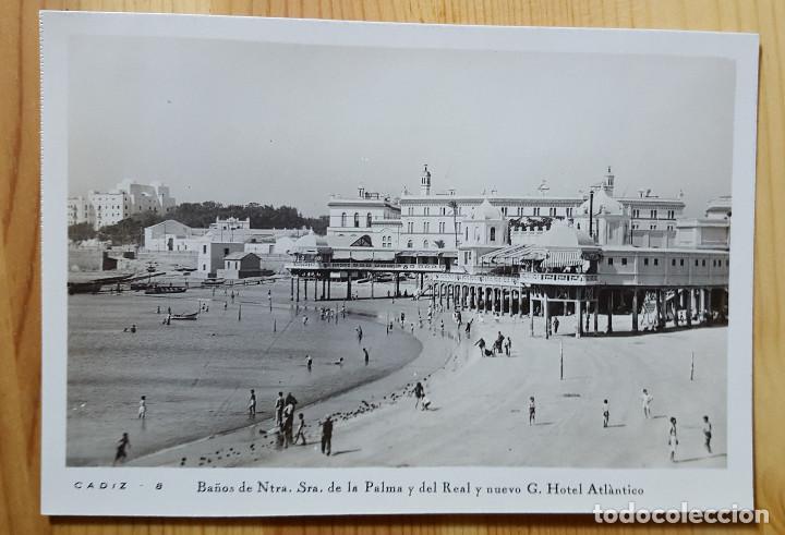 Postales: Cadiz N&ordm; 8 Ba&ntilde;os de Ntra Sra de la Palma y del Real y nuevo G. Hotel Atlantico