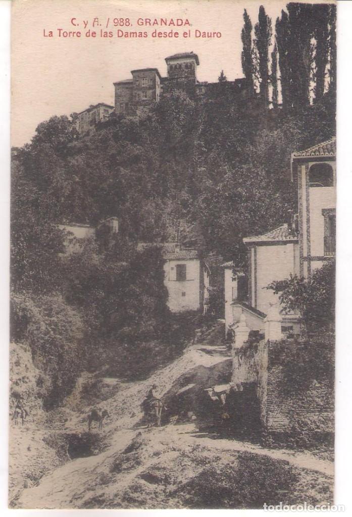 Postales: POSTAL C y A / 988.GRANADA - LA TORRE DE LAS DAMAS DESDE EL DAURO.
