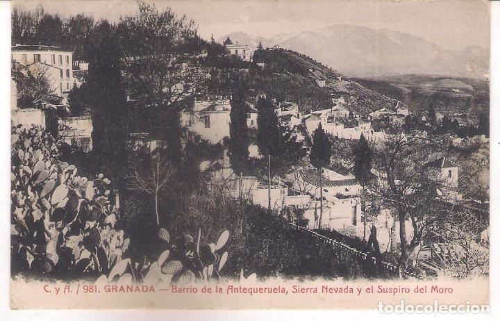 Postales: POSTAL C y A / 981.GRANADA - BARRIO DE LA ANTEQUERUELA,SIERRA NEVADA Y EL SUSPIRO DEL MORO.