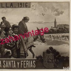Postales: SEVILLA, POSTAL CARTEL SEMANA SANTA Y FERIAS DE 1916