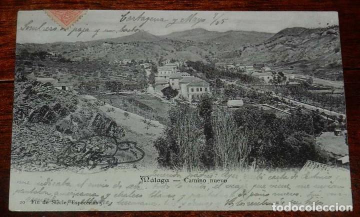 Postales: MALAGA, CAMINO NUEVO, FIN DE SIECLE, ESPECERIAS 5, CIRCULADA EN 1905
