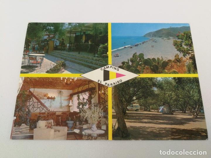 Postales: ANTIGUA POSTAL CAMPING EL PARAISO - TARAMAY - ALMU&Ntilde;ECAR - COSTA DEL SOL - APARTAMENTOS Y URBANIZCION