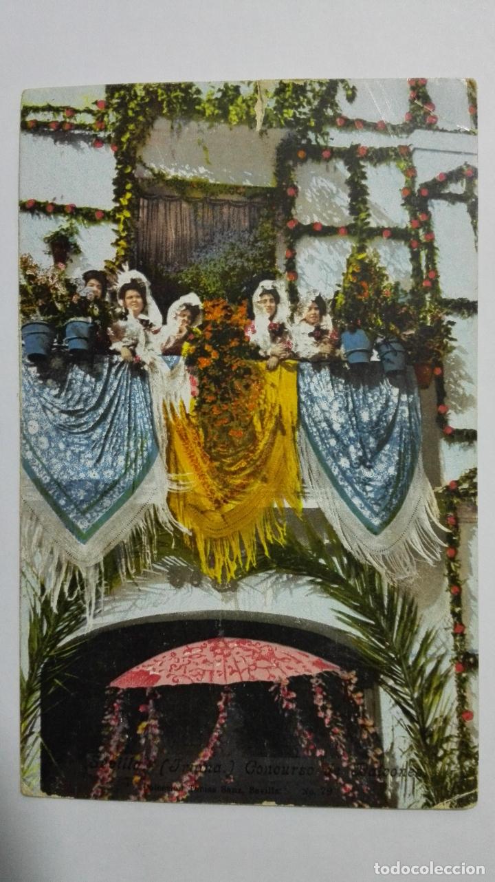 Cartoline: ANTIGUA POSTAL SEVILLA, TRIANA, CONCURSO DE BALCONES, COLECCION TOMAS SANZ, COLOREADA