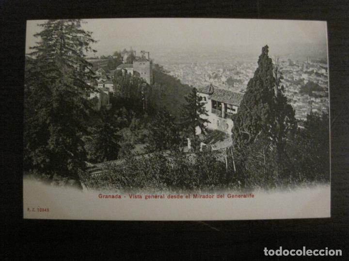 Postales: GRANADA-VISTA GENERAL DESDE EL MIRADOR DEL GENERALIFE-P.Z. 10345-REVERSO SIN DIVIDIR-(58.454)
