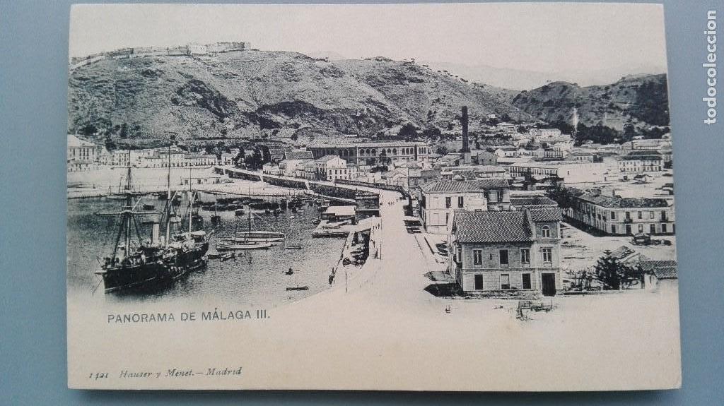 Postales: POSTAL PANORAMA DE MALAGA III N&ordm; 1421 VISTA DEL PUERTO ED HAUSER Y MENET ANDALUCIA PERFECTA CONSERVA