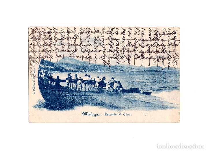 Postales: M&Aacute;LAGA.- SACANDO EL COPO.(RARA). - Foto 1