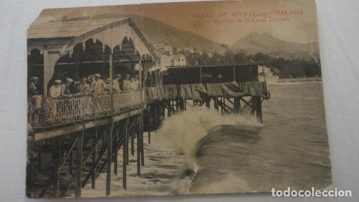 Postales: ANTIGUA POSTAL.BA&Ntilde;OS DE APOLO.BALCON GRAN TERRAZA.MALAGA. MATEU S,A