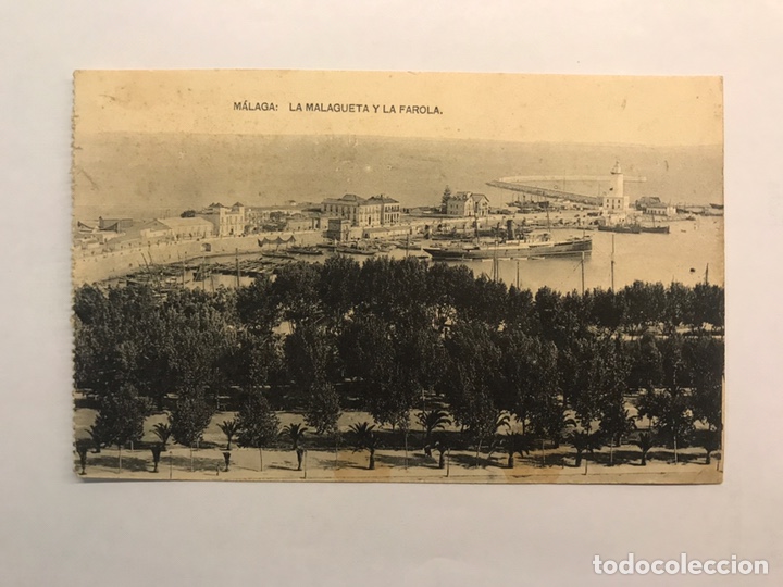 Postales: MALAGA. Postal. La Malagueta y la Farola. Edita: RIVAS (h.1930?) NO CIRCULADA,