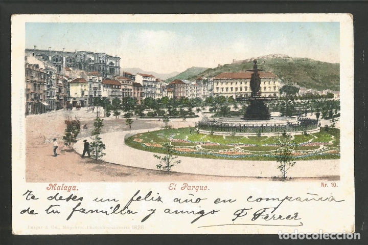 Cartoline: MALAGA-EL PARQUE-10-PURGER & CO 1826-REVERSO SIN DIVIDIR-POSTAL ANTIGUA-(59.721)