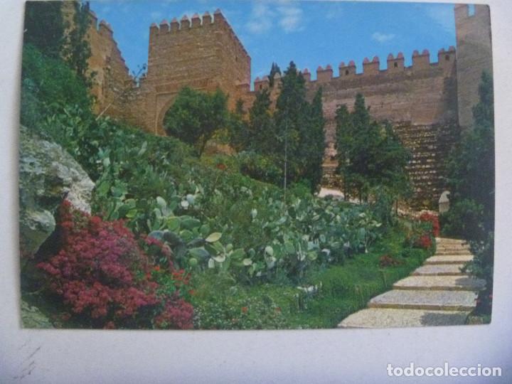 Postales: POSTAL DE ALMERIA : JARDINES Y MURALLA DE LA ALCAZABA. A&Ntilde;OS 60