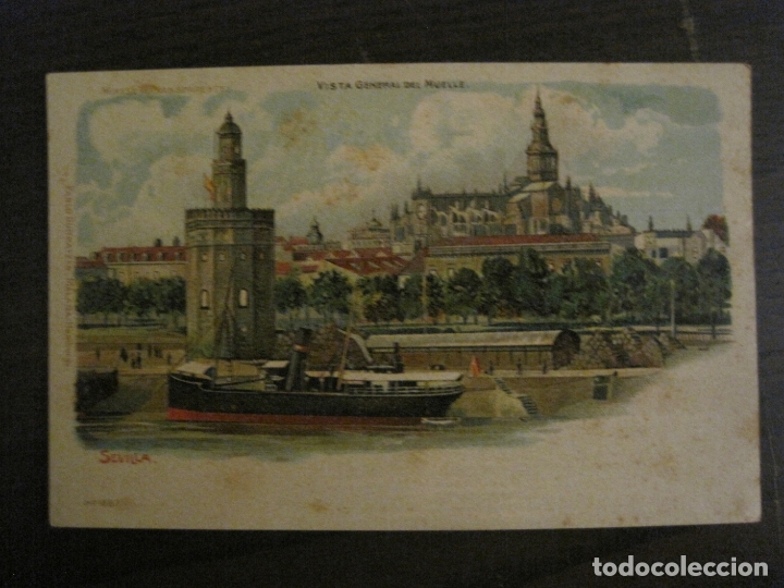Postkarten: SEVILLA-VISTA GENERAL DEL MUELLE-REVERSO SIN DIVIDIR-VER FOTOS-(60.165)