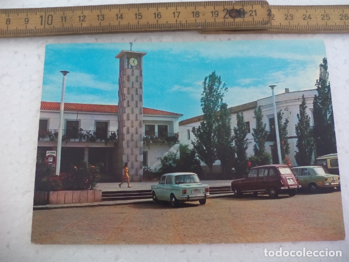 Postales: HINOJOSA DEL DUQUE, CORDOBA, N&ordm; 8, PLAZA DE LOS MARTIRES Y AYUNTAMIENTO, CIRCULADA. POSTAL POSTCARD